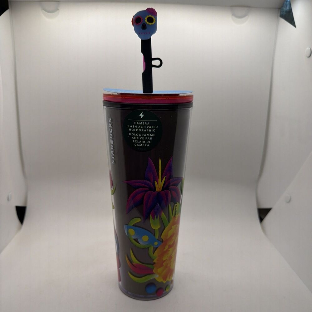 Starbucks 2025 Dia De Los Muertos Day of Dead graphic glow in dark 24oz Tumbler